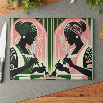 Cooking with my sister Glass Cutting Board
