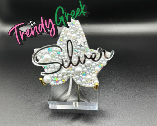 Sorority Lapel Pin: | Sorority Pin | Soror Pin | Sorority Gift | Gift For Her | Name Badge | Custom Bling Silver Star Badge
