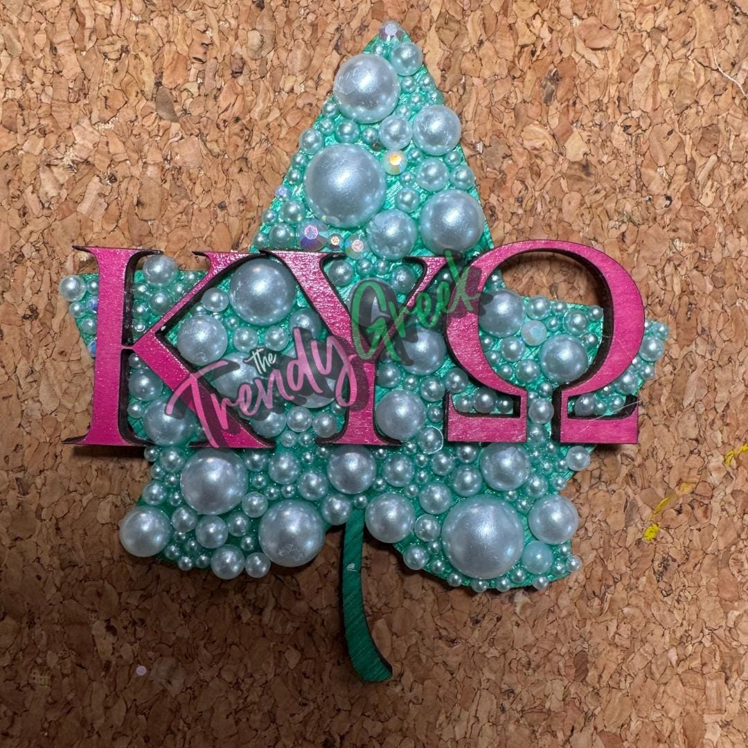 Pink & Green Sorority Brooch Pin & Bracelet Gift Set - Greek Jewelry For Women